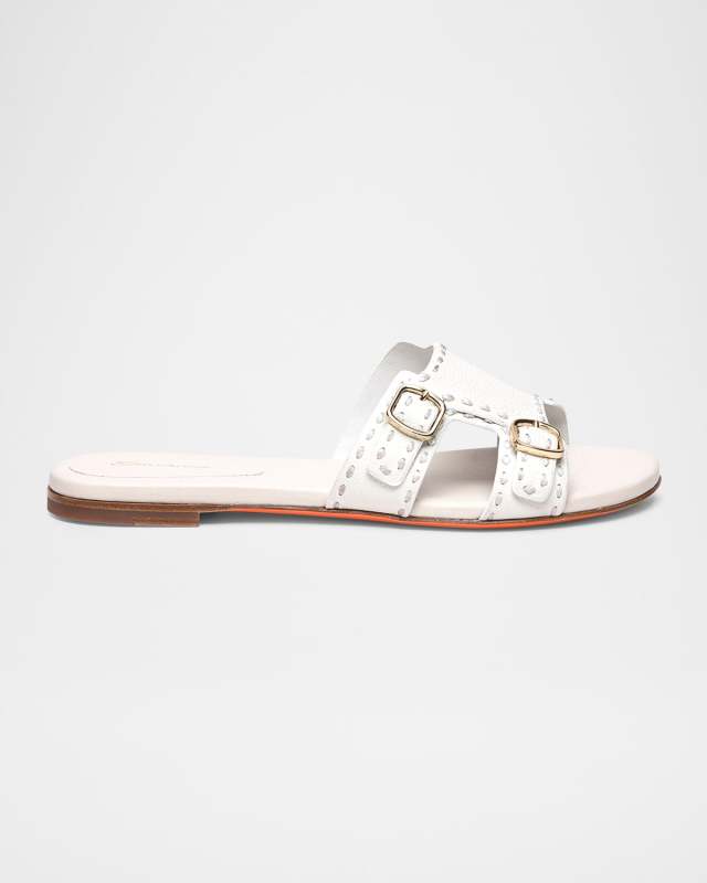 Didi Double-Monk Flat Slide Sandals